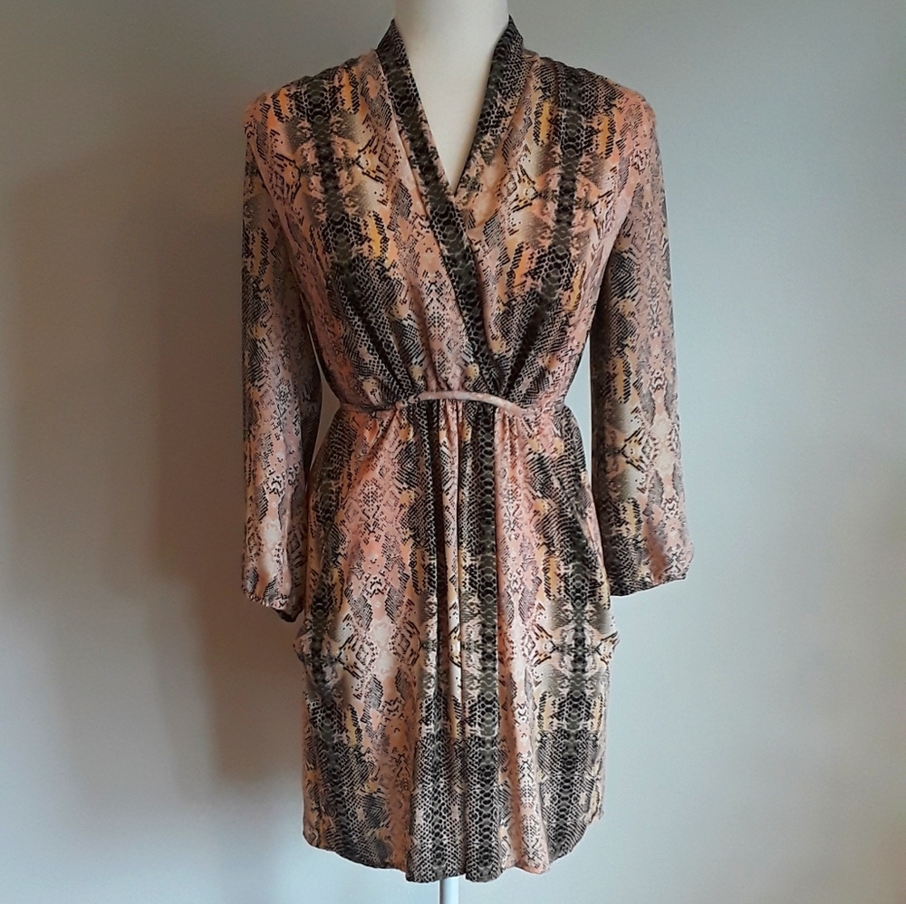 Long sleeve snake print dress